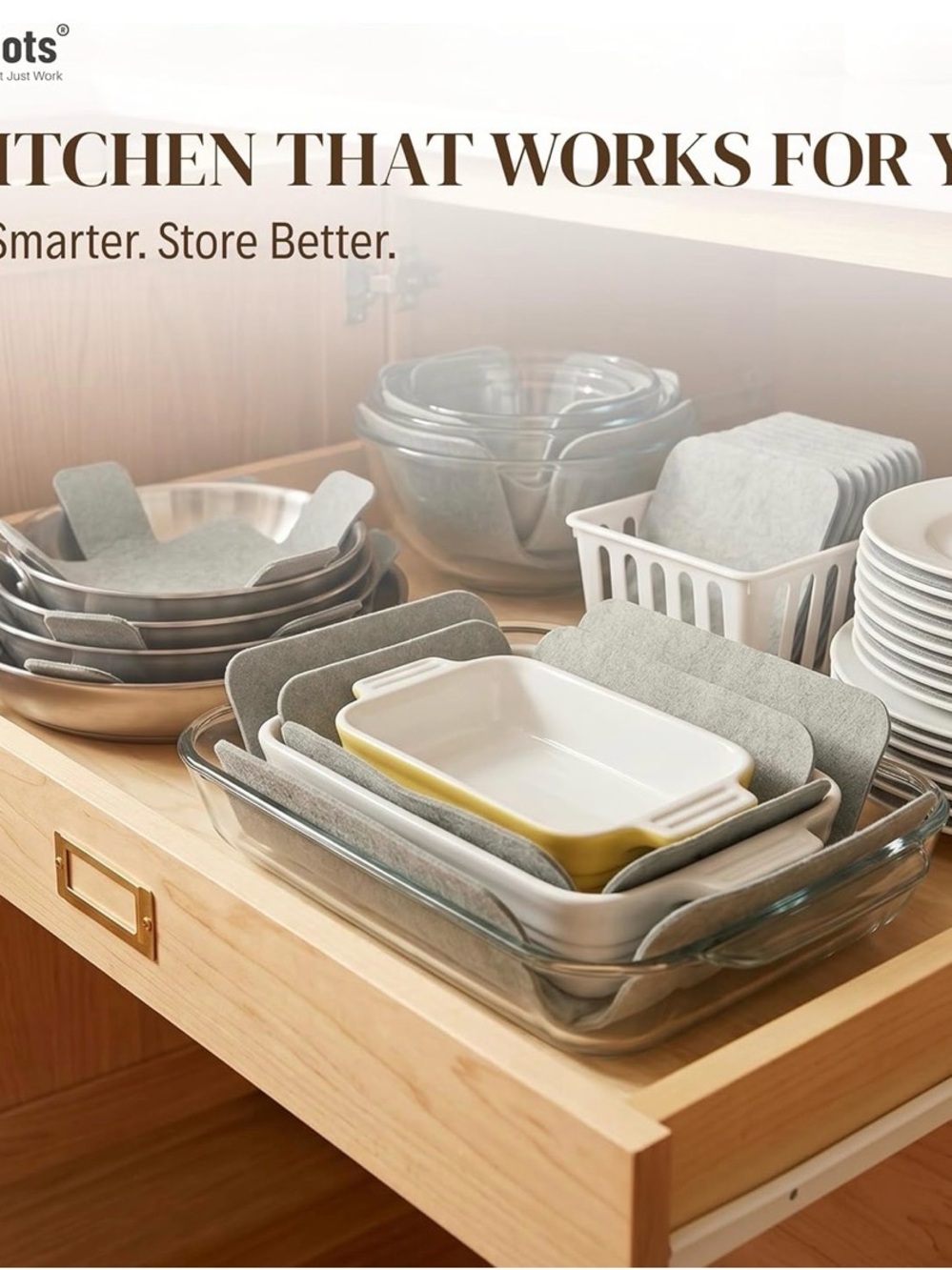 Gray Non-Slip Felt Pan Protectors - Set of 6 for Cookware